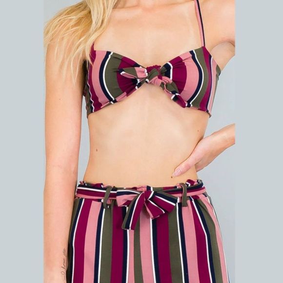 Vertical Stripe 2 Piece Set - Tropical Set - Vacation Set - Vacation Apparel - Picture 2 of 3